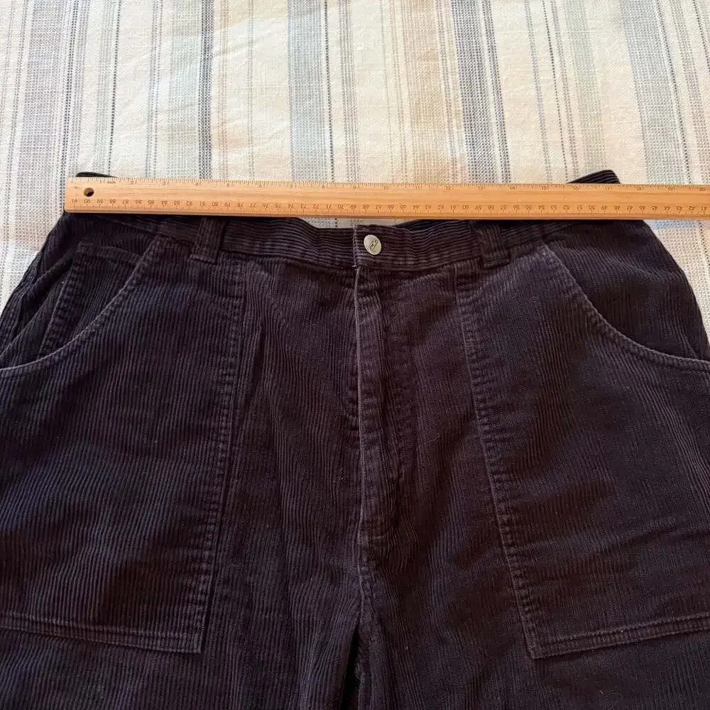 Vintage Ocean Pacific OP Sport Black Corduroy Baggy Surf Shorts Size 38